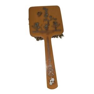 Vintage Orange and Silver Vanity Hair Brush